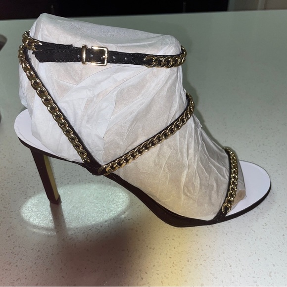 JLO Jennifer Lopez Strappy Chain Stiletto Open Toe Heels Size 9M - Picture 2 of 4